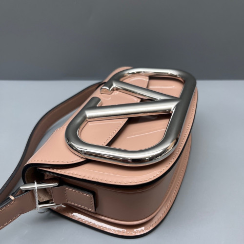 Valentino Flap Bag Patent Calfskin Natural Tan