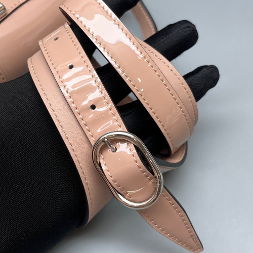 Valentino Flap Bag Patent Calfskin Natural Tan