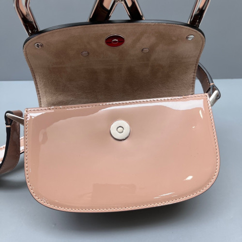 Valentino Flap Bag Patent Calfskin Natural Tan