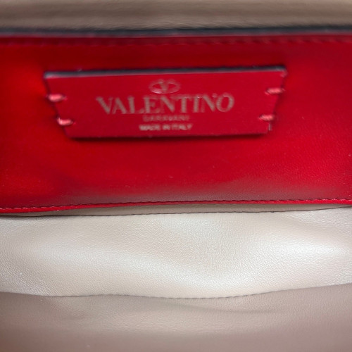 Valentino Flap Bag Patent Calfskin Natural Tan