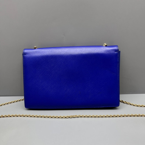Salvatore Ferragamo Vara Bow Flap Bag Saffiano Calfskin Blue