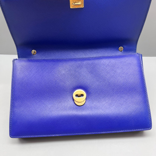 Salvatore Ferragamo Vara Bow Flap Bag Saffiano Calfskin Blue