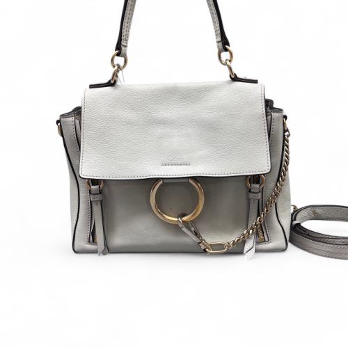 Chloe Small Faye Day Shoulder Bag Suede Grained Calfskin Light Grey