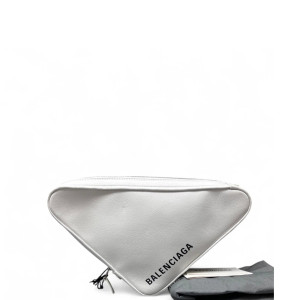 Balenciaga Triangle Bag Grained Calfskin White
