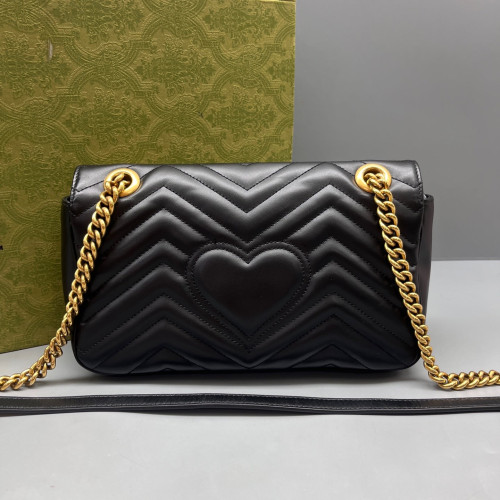 Gucci Chevron Small GG Marmont Calfskin Black