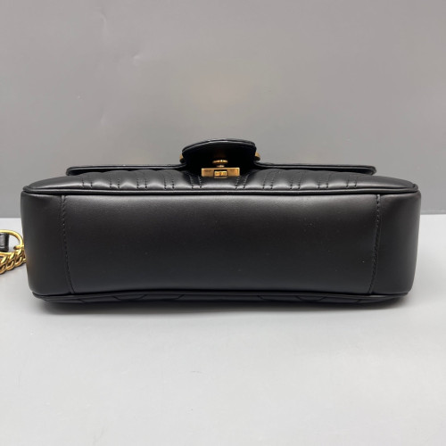 Gucci Chevron Small GG Marmont Calfskin Black