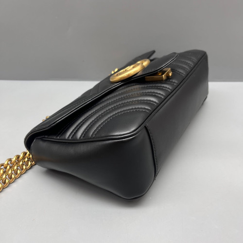 Gucci Chevron Small GG Marmont Calfskin Black