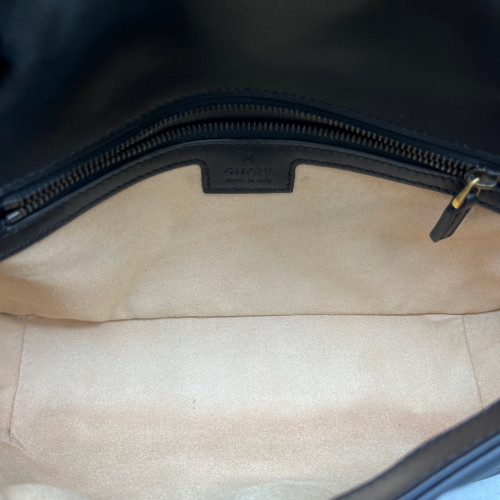 Gucci Chevron Small GG Marmont Calfskin Black