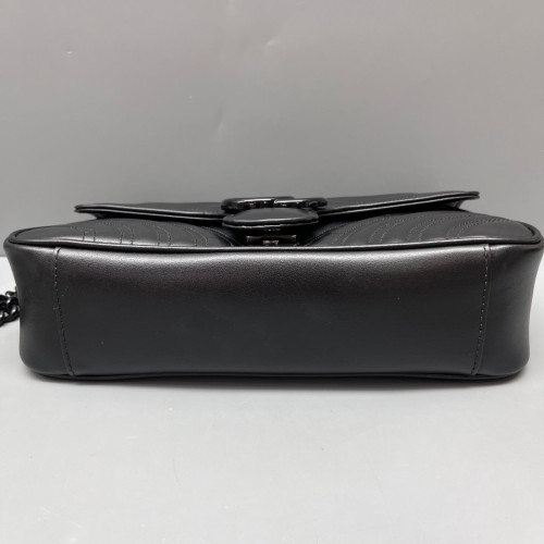 Gucci Chevron Small GG Marmont Calfskin Black