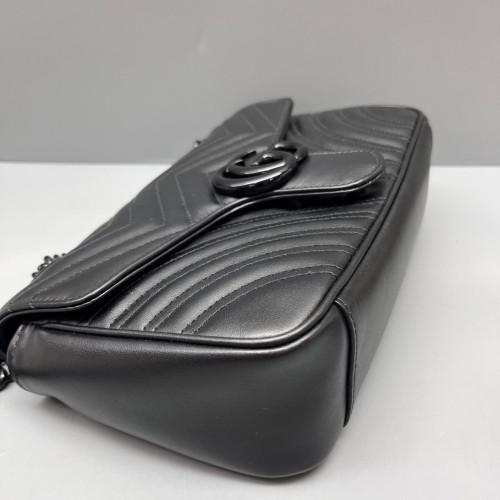 Gucci Chevron Small GG Marmont Calfskin Black
