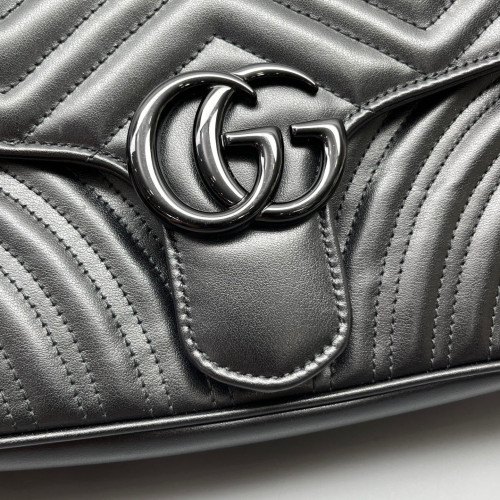 Gucci Chevron Small GG Marmont Calfskin Black