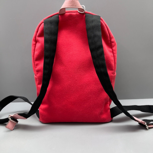Fendi Embroidered Backpack Canvas Calfskin Red Pink Black