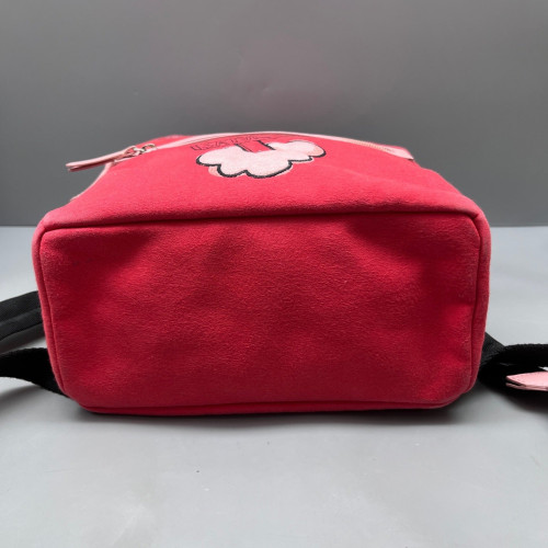 Fendi Embroidered Backpack Canvas Calfskin Red Pink Black