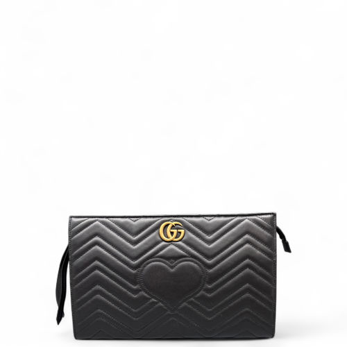 Gucci Chevron Clutch Calfskin Black