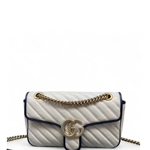 Gucci Matelasse Small GG Marmont Calfskin White Blue