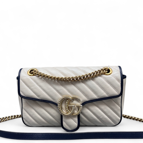 Gucci Matelasse Small GG Marmont Calfskin White Blue