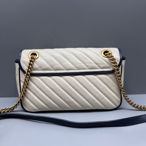 Gucci Matelasse Small GG Marmont Calfskin White Blue