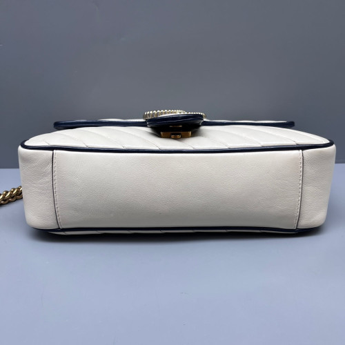 Gucci Matelasse Small GG Marmont Calfskin White Blue