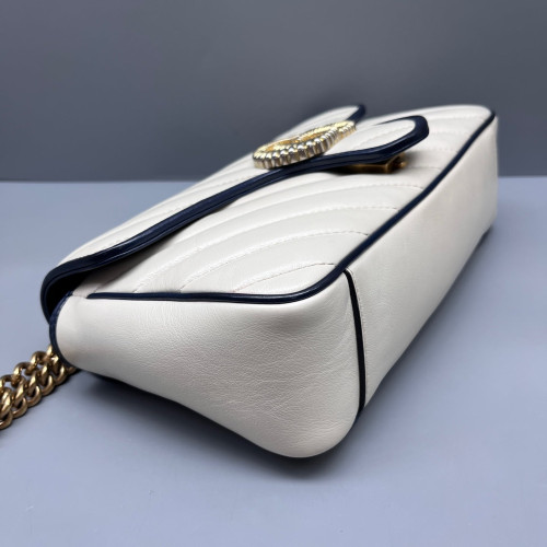 Gucci Matelasse Small GG Marmont Calfskin White Blue