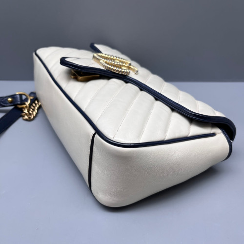 Gucci Matelasse Small GG Marmont Calfskin White Blue