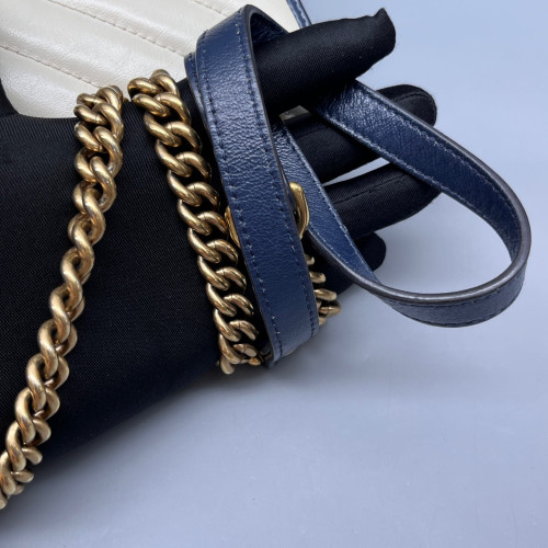 Gucci Matelasse Small GG Marmont Calfskin White Blue