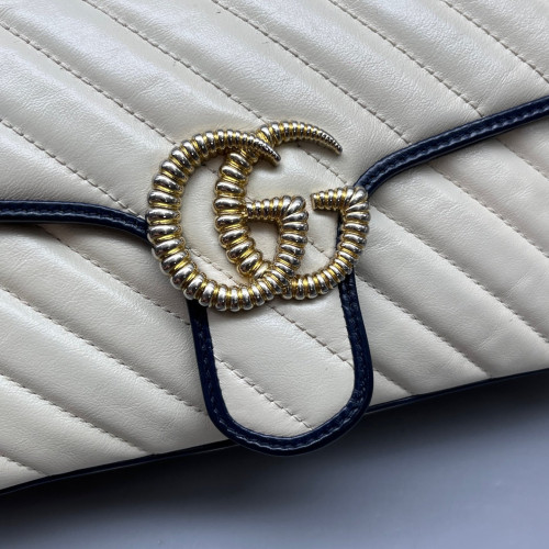 Gucci Matelasse Small GG Marmont Calfskin White Blue