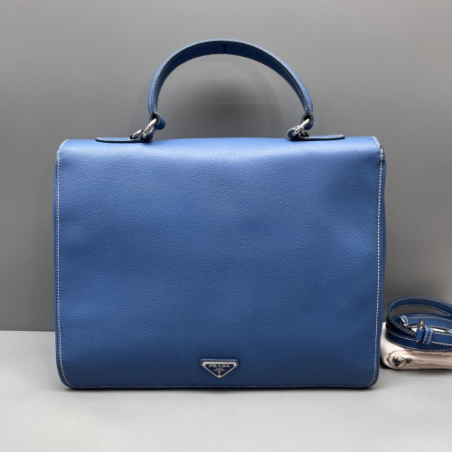 Prada Briefcase Cowhide Blue