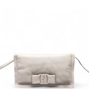 Salvatore Ferragamo Vara Bow Flap Bag Lambskin White