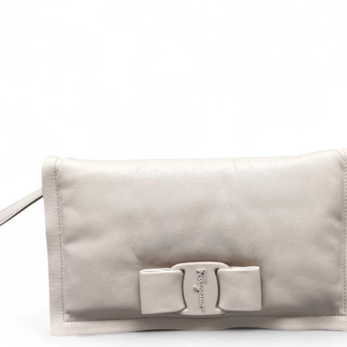 Salvatore Ferragamo Vara Bow Flap Bag Lambskin White
