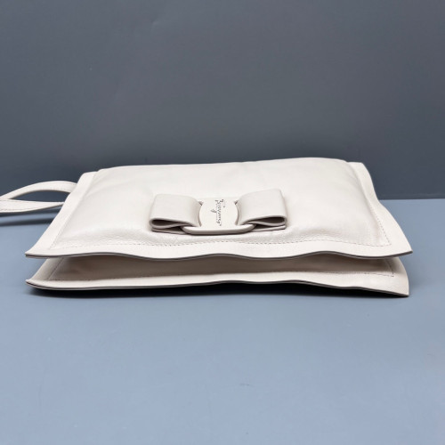 Salvatore Ferragamo Vara Bow Flap Bag Lambskin White