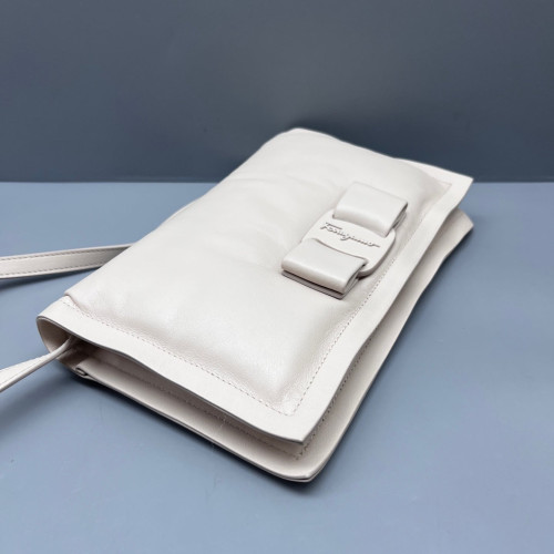 Salvatore Ferragamo Vara Bow Flap Bag Lambskin White