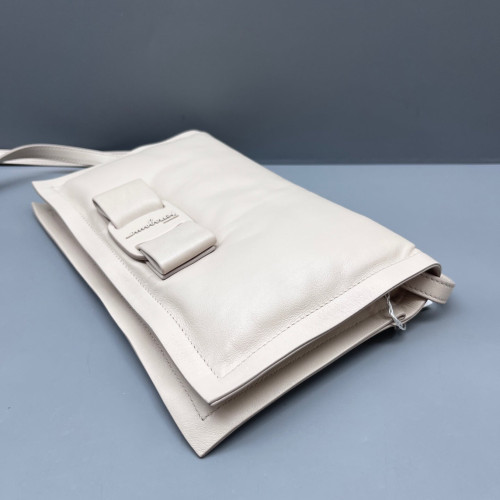 Salvatore Ferragamo Vara Bow Flap Bag Lambskin White