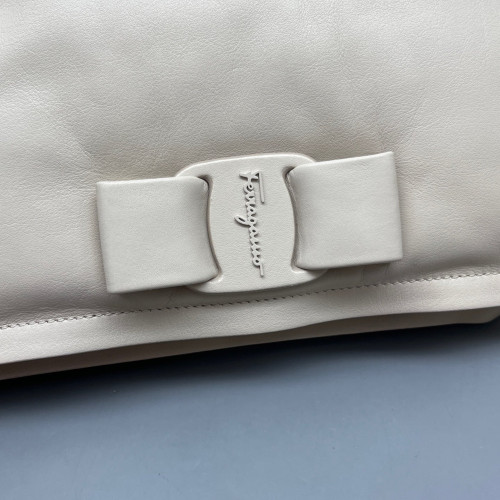 Salvatore Ferragamo Vara Bow Flap Bag Lambskin White