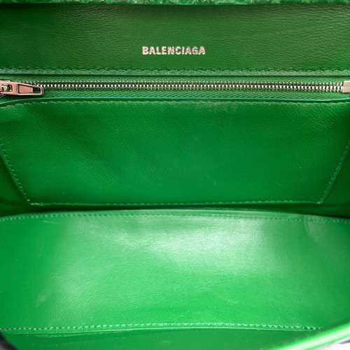 Balenciaga Small Crush Chain Shoulder Bag Calfskin Crocodile Embossed Green