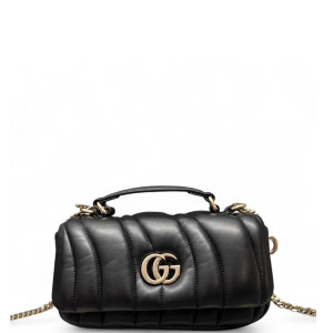 Gucci Gg Milano Top Handle Shoulder Bag Calfskin Black