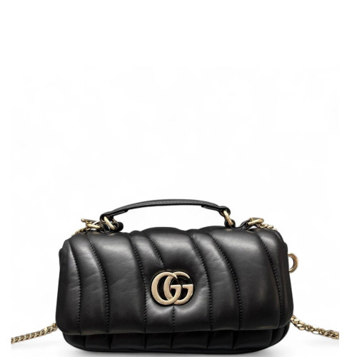 Gucci Gg Milano Top Handle Shoulder Bag Calfskin Black