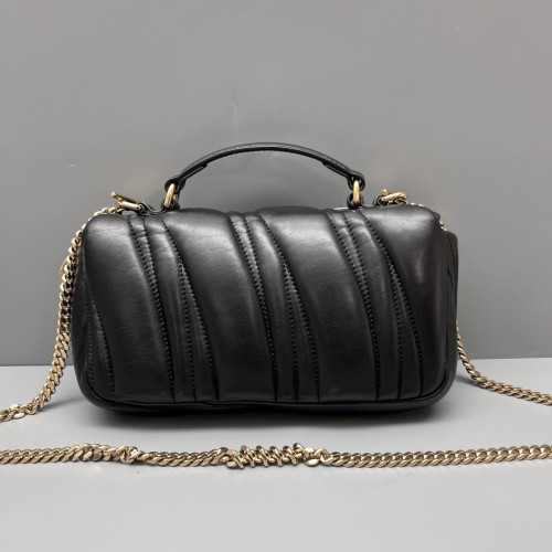 Gucci Gg Milano Top Handle Shoulder Bag Calfskin Black