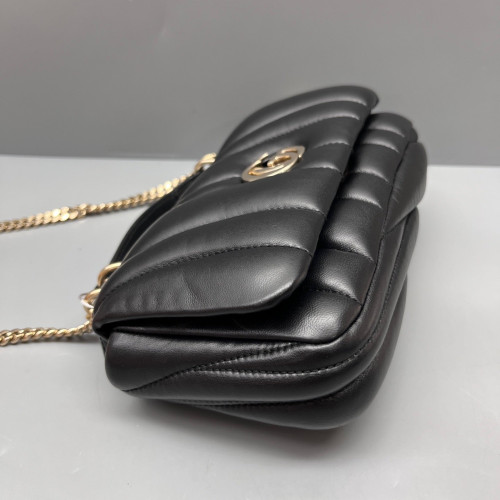 Gucci Gg Milano Top Handle Shoulder Bag Calfskin Black