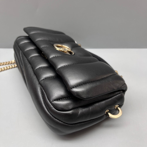 Gucci Gg Milano Top Handle Shoulder Bag Calfskin Black