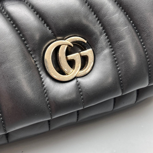 Gucci Gg Milano Top Handle Shoulder Bag Calfskin Black