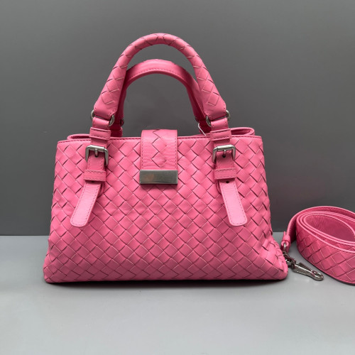 Bottega Veneta Mini Roma Tote Bag Calfskin Intrecciato Pink