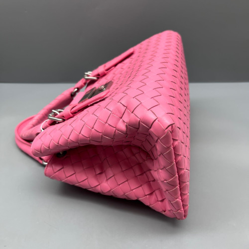 Bottega Veneta Mini Roma Tote Bag Calfskin Intrecciato Pink