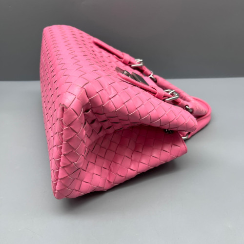 Bottega Veneta Mini Roma Tote Bag Calfskin Intrecciato Pink