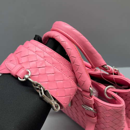 Bottega Veneta Mini Roma Tote Bag Calfskin Intrecciato Pink