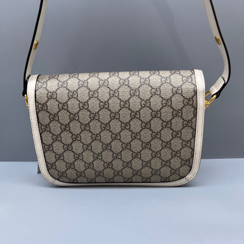Gucci Small Horsebit 1955 GG Supreme Monogram White Grey