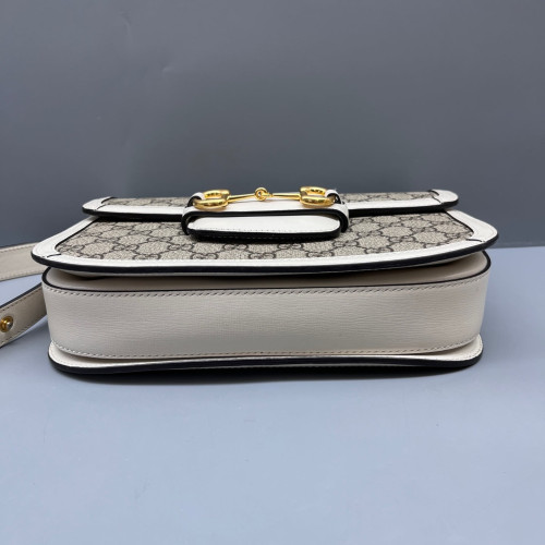 Gucci Small Horsebit 1955 GG Supreme Monogram White Grey