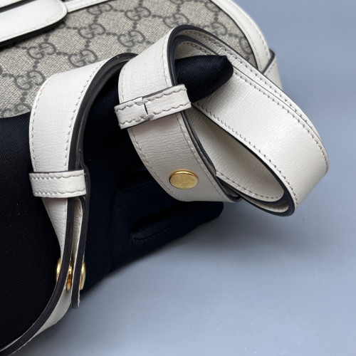 Gucci Small Horsebit 1955 GG Supreme Monogram White Grey