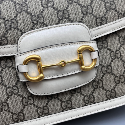 Gucci Small Horsebit 1955 GG Supreme Monogram White Grey