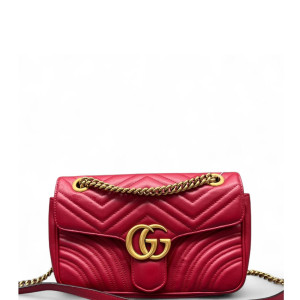 Gucci Chevron Small GG Marmont Calfskin Red