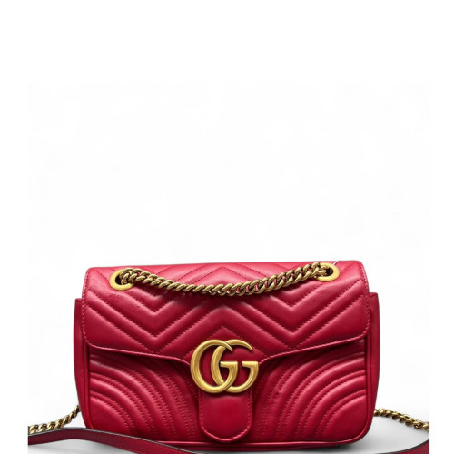 Gucci Chevron Small GG Marmont Calfskin Red